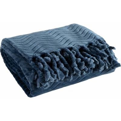 Eurofirany Flano deka Emma s reliéfnym vzorom a ozdobnými tmavomodrá Polyester 150x200