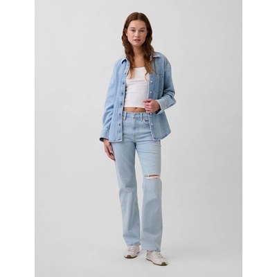 GAP Džíny Mid Rise Relaxed Straight Modrá
