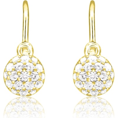 Duppi detské náušnice okrúhle DU 70414 zo žltého zlata s kamienkami bielymi zapínanie brizúra