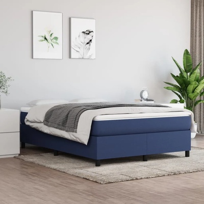 vidaXL Боксспринг легло с матрак, синьо, 140x190 см, плат (3144421)