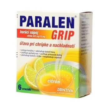 Paralen Grip horúci nápoj citrón 650 mg/10 mg plu.por.1 x 6