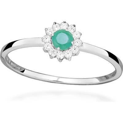 Silver Cat prsten s kubickými zirkony a smaragdem SC564