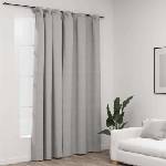 Pure Line Home Завеса с ленена текстура в цвят сив с перделък, 290 x 245 см