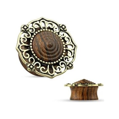 Šperky4U dřevěný plug do ucha s ornamenty PL01195-08