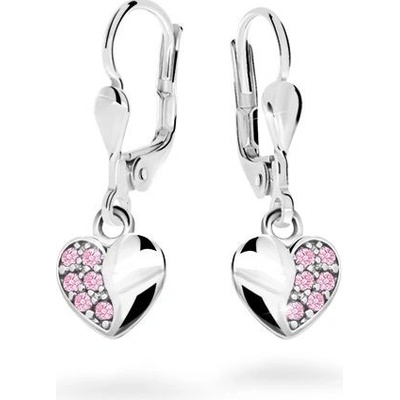 Danfil detské náušnice srdiečka C2160 z bieleho zlata pink klapka