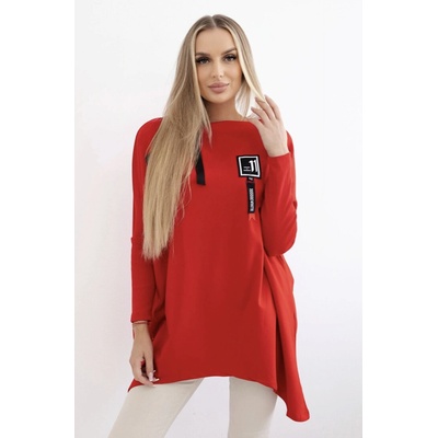 Kesi 0015CE Dámska Oversize tunika s asymetrickými bokmi červená