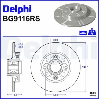 Brzdový kotúč DELPHI BG9116RS