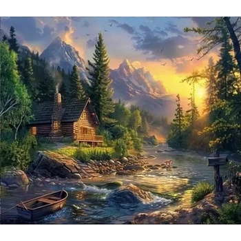 Norimpex - Puzzle Diamant painting: Cottage by the ford 30x40 cm - 1 - 39 piese