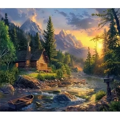 Norimpex - Puzzle Diamant painting: Cottage by the ford 30x40 cm - 1 - 39 piese