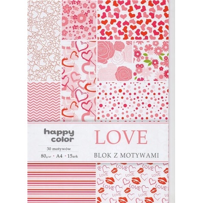 Kreativní papíry Happy color Love 80g/m2 A4 - 15listů