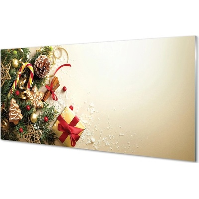 Obraz na skle Větvičky dárky perník kužely 100x50 cm – Hledejceny.cz