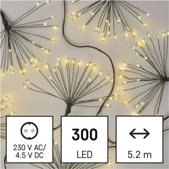 Emos D3AW10 LED svetelná reťaz svietiace trsy nano 5,2 m vnútorná teplá biela časovač