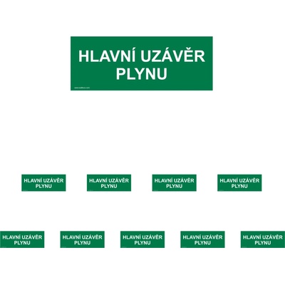 Walteco Hlavný uzáver plynu (zelená), 210x80mm, nálepka Množstvo: 10 ks , 20078BP2