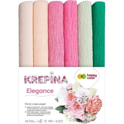 Krepový papier Happy Color 25x100 cm - mix 6 farieb Elegance