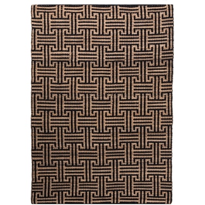 Flair Rugs Черен/естествен ръчно изработен килим със смес от юта 200x290 cm Meander Jute - Flair Rugs (503119380243)