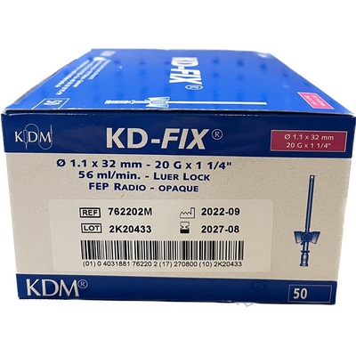 KDM Intravenózna kanyla s krídelkami s portom ružová G 20 1,1 x 32 mm 50 ks v balení