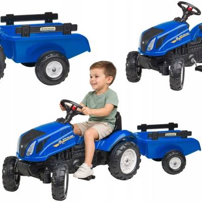 FALK Šlapací traktor New Holland T6 s vlečkou modrý FA 3080AB