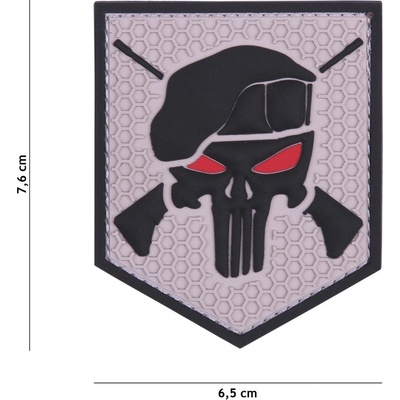 Gumová nášivka 101 Inc Punisher Commando - sivá