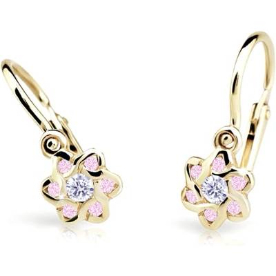 Cutie Jewellery Slušivé zlaté náušnice pre dievčatá C2149-10-X-1 ružová