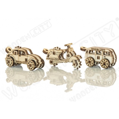 Wooden City 3D puzzle mini sada Widgets: Historická vozidla 35 ks