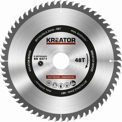 Kreator KRT020423 Pílový kotúč na drevo 216mm, 48T