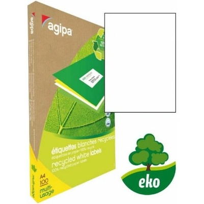 Etikety univerzálne recyklované 210x297mm Agipa A4 100 hárkov