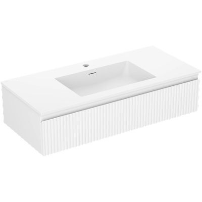 Mexen Rivel шкаф за баня 100 см с мивка Otis, 1 чекмедже, набразден, бял мат - 91A20-10023-1-BF01-W18M01 (91A20-10023-1-BF01-W18M01)