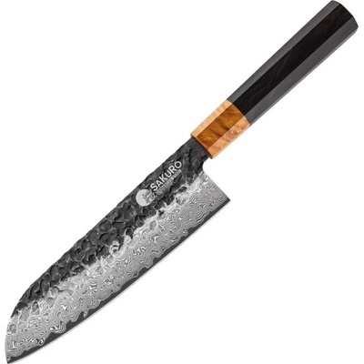 Santoku nůž z damaškové oceli SaKuRo Eben 2.0 17,5 cm