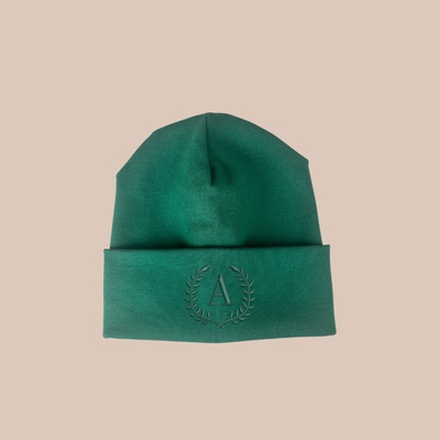 Jarní čepička s vyšitím monogramu dětská Zelená