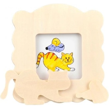 Goki - Дървена рамка за снимка за оцветяване и декорация - Котенце (SB301_2)