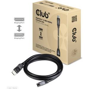 Club 3D Кабел Club 3D - CAC-1022 (DisplayPort 1.4 HBR3, 8K60Hz, 4K144Hz, 2 m, M/F, 32.4Gbps) (CAC-1022)