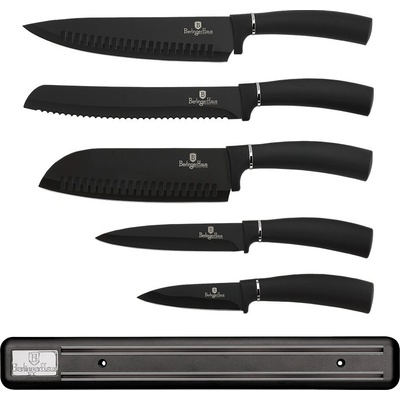 BerlingerHAUS Sada nožů s magnetickým držákem 6 ks Royal Black Collection