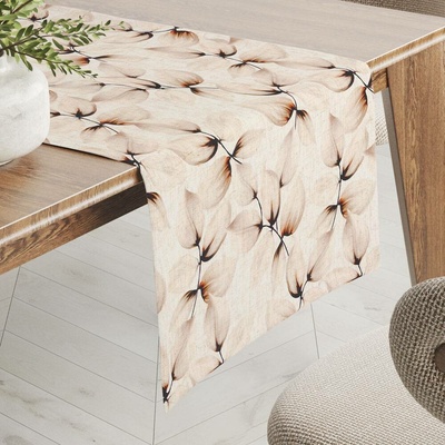 Biante Dekorační běhoun Elen PM-132 Krémové listy na režném 35x140 cm