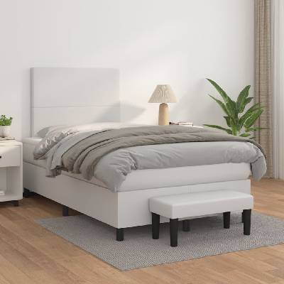 vidaXL Box spring postel s matrací 3137535 umělá kůže bílá