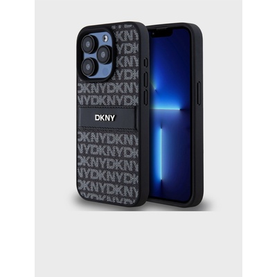 DKNY Заден капак от полиуретанова кожа с повтарящ се десен на ивици за iPhone 14 Pro Max Black DKNY DKNY | Cheren | МЪЖЕ | UNI