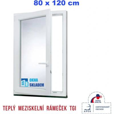 Erkado Plastové okno otevíravé i sklopné levé 800 x 1200 mm Bílé / Antracit