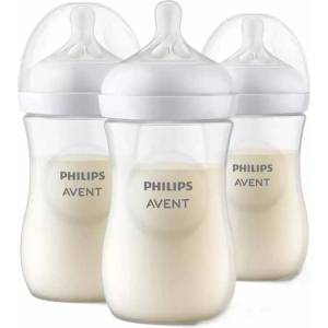 Philips Шишета Philips Avent - Natural Response 3.0, с биберон 3-6 м, 3 х 260 ml (SCY903/03) - baby