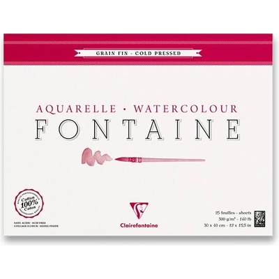 Clairefontaine Akvarelový blok Fontaine Cold Pressed 30 x 40 cm 25 listov 300 g