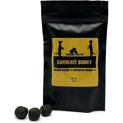 Přírodní Dogsie Fair Surikatí bobky Jehněčí kuličky s exotickým ovocem 75 g