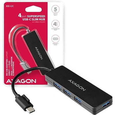 AXAGON HUE-G1C 4x USB3.1 Gen1 SLIM hub w. 14cm Type-C cable (8595247904379)