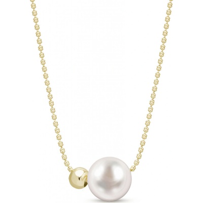 Biju Pozlacený řetízek 14k, s perlou a zlatým korálkem, 3002290