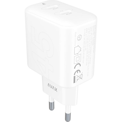 AVAX CH602W SPEEDY+ 45W GaN 2x USB-C PD3.0 бял адаптер за бързо зареждане (AVAX CH602W)