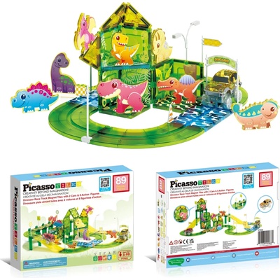 Picasso Tiles – Magnetická dinosauří pretekárska dráha (89 ks)