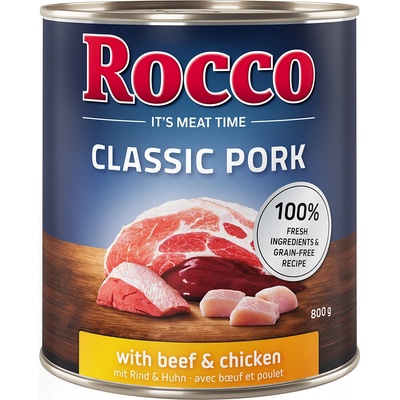 Rocco 6x800г Classic Pork Rocco, консервирана храна за кучета - свинско с говеждо и пилешко