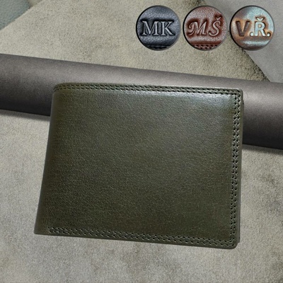 ARTEMO Personalizace monogramem ZDARMA. Prémiová pánská peněženka z pravé kůže Vlastní monogram Pravá kůže RFID Dárková krabička