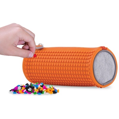 PIXIE CREW Цилиндричен ученически несесер Pixie Crew - Grey & Orange (PXA-05-W03)