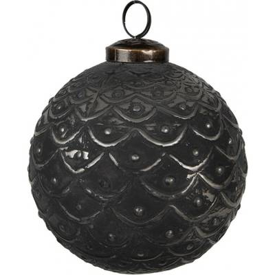 Clayre & Eef Granitová antik skleněná vánoční ozdoba koule Noirre Ø 10*10 cm