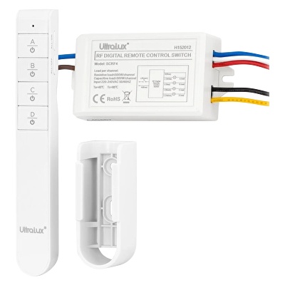 Четириканален ключ с RF дистанционно управление, 220V AC 4x300W - Ultralux (SCRF4)