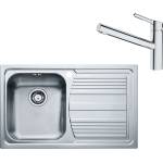 Franke - Комплект N82, мивка от неръждаема стомана LLX 611/2 и смесител FC 3054.031, неръждаема стомана/хром 101.0650. 595 (101.0650.595) Мивка за вграждане