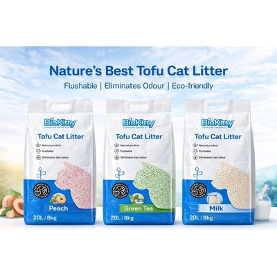 BioKitty Tofu Cat Litter 20L - соева постелка за котешка тоалетна